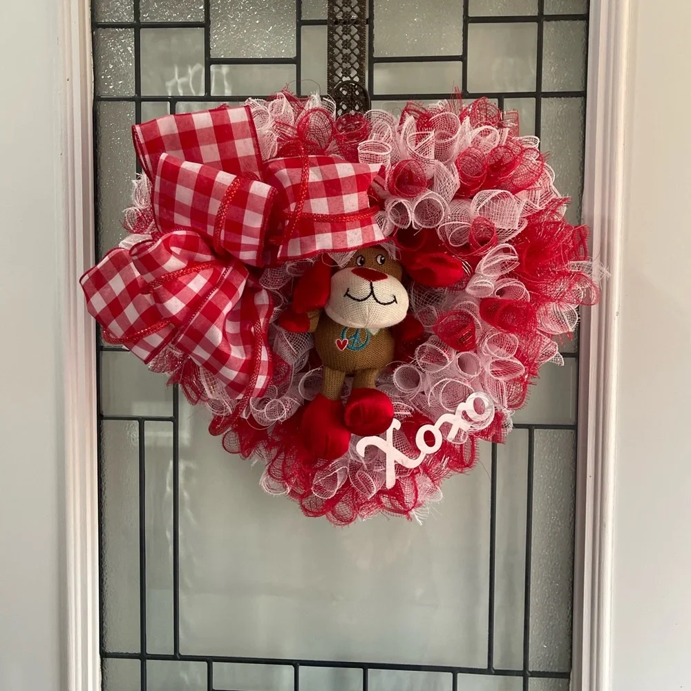 *Valentine's Day Red Heart Dan Dee Plush Wreath for Front Door
